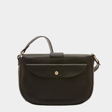 IL BISONTE structured leather crossbody bag black back view strap