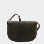 IL BISONTE structured leather crossbody bag black front view