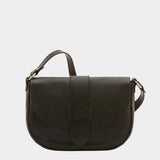 IL BISONTE structured leather crossbody bag black front view