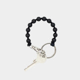 Ina Seifart Perlen Short Keychain Black wooden beaded keychain with metal clasp