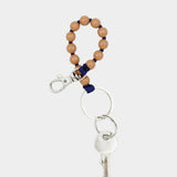 Ina Seifart Perlen Short Keychain Mocha x Navy wooden beaded keychain with metal clasp