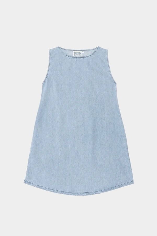 Jungmaven Baez Summer Denim Dress Light flat lay front light wash hemp denim dress