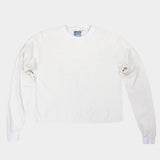 Jungmaven Cropped Long Sleeve Tee in Washed White, front product view at YUCCA Denver