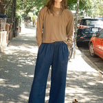 Jungmaven Disco Denim Pant in Dark Wash styled on model with a relaxed fit at YUCCA Denver