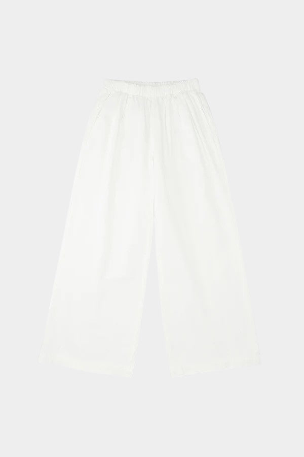 Jungmaven Disco Twill Pant in Washed White, wide leg front product view at YUCCA Denver