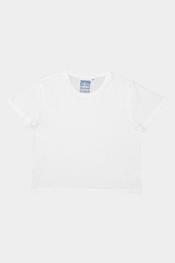 Jungmaven Cropped Ojai Tee in Washed White, front product view at YUCCA Denver