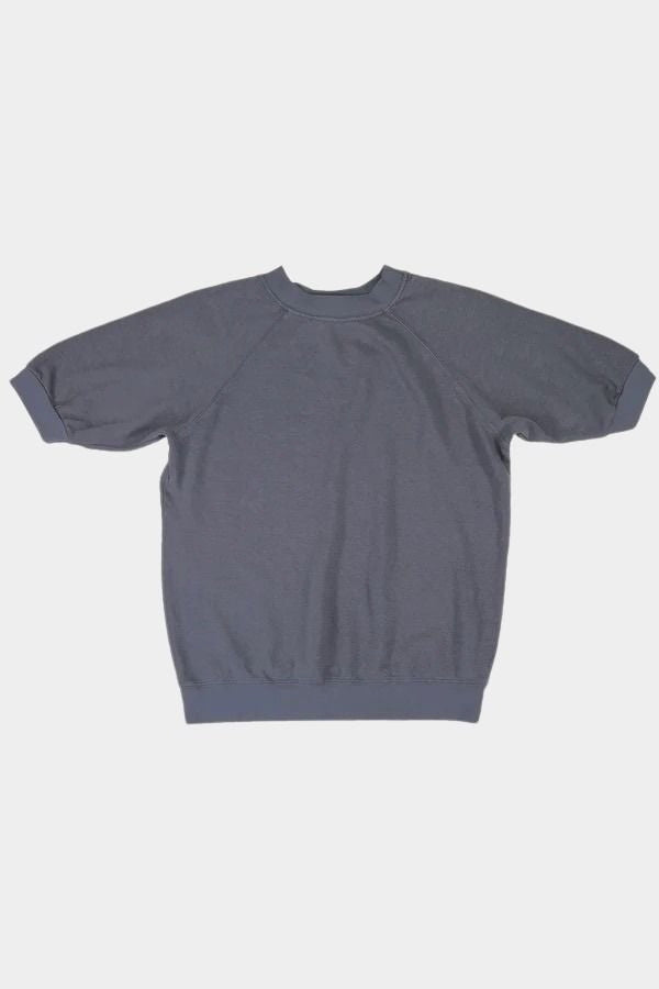Jungmaven Short Sleeve Raglan Fleece Sweatshirt Diesel Gray heavyweight hemp fleece raglan crewneck flat lay front Made in USA