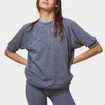 Jungmaven Short Sleeve Raglan Fleece Sweatshirt Diesel Gray heavyweight 9.6 oz hemp organic cotton fleece unisex crewneck front view Made in USA