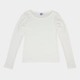 Jungmaven Solara Long Sleeve Tee in Black, boat neckline and fitted sleeve detail at YUCCA Denver