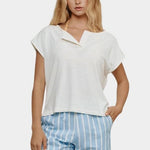 Jungmaven Sonora tee washed white hemp cotton top front view