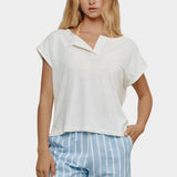 Jungmaven Sonora tee washed white hemp cotton top front view