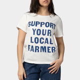Model wearing the Jungmaven Support Your Local Farmer Ojai Tee in White available at SHOP YUCCA Denver