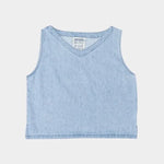 Jungmaven Teton Summer Denim Tank Light flat lay front light wash hemp cotton denim tank