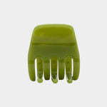 Karst Small Hair Clip in Olive green glossy mini claw clip front view on light gray background