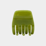 Karst Small Hair Clip in Olive green glossy mini claw clip front view on light gray background