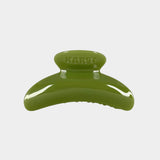 Karst Super Hair Clip in Olive green glossy claw clip side view on light gray background