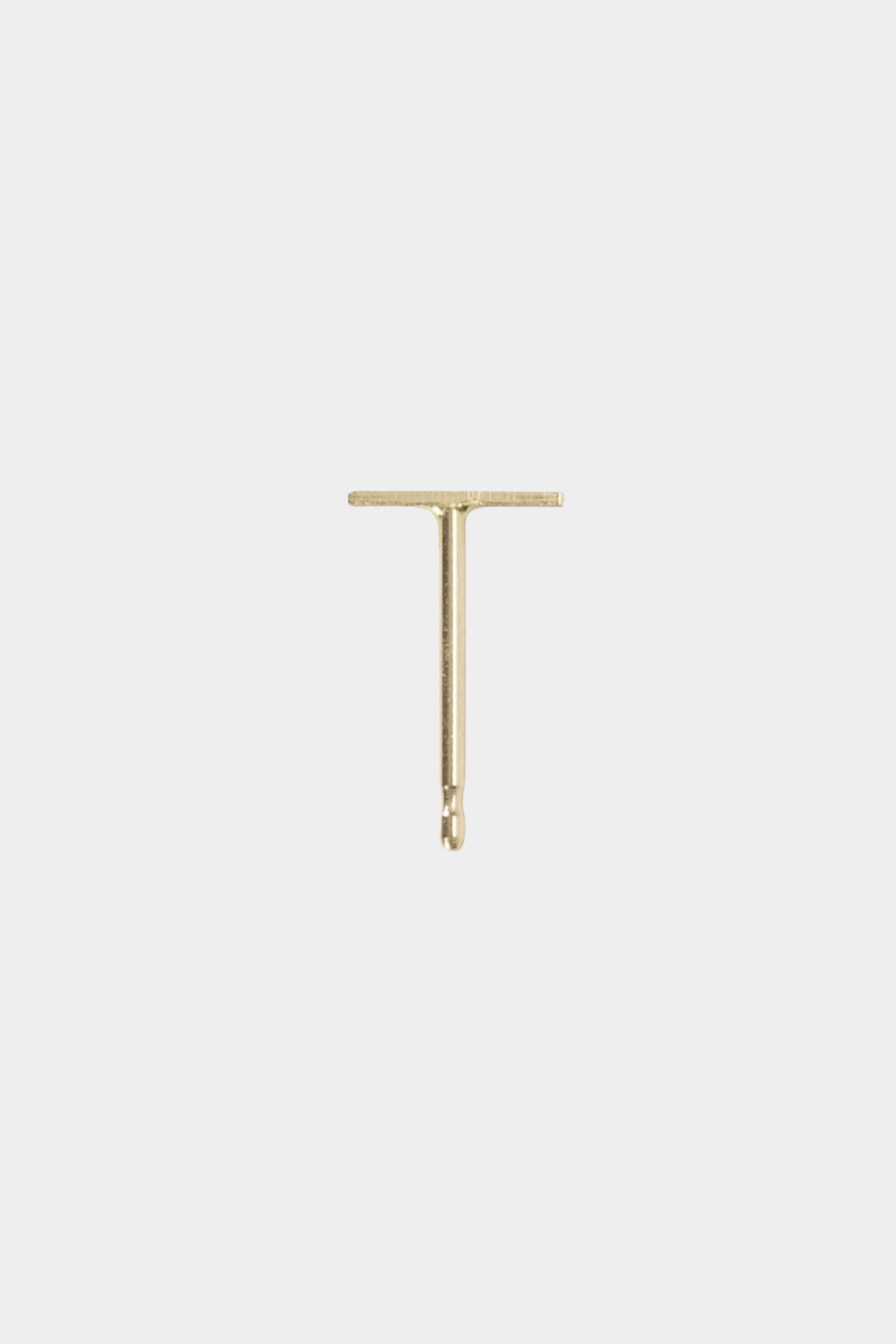 14K gold T-bar stud earring with minimalist modern design.