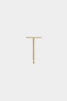 14K gold T-bar stud earring with minimalist modern design.