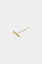 14K gold T-bar stud earring with polished finish and post backing.