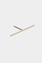 14K gold long bar stud earring with sleek minimalist design.