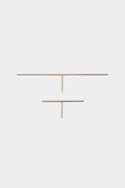 14K gold bar stud earrings with polished finish and post backing.