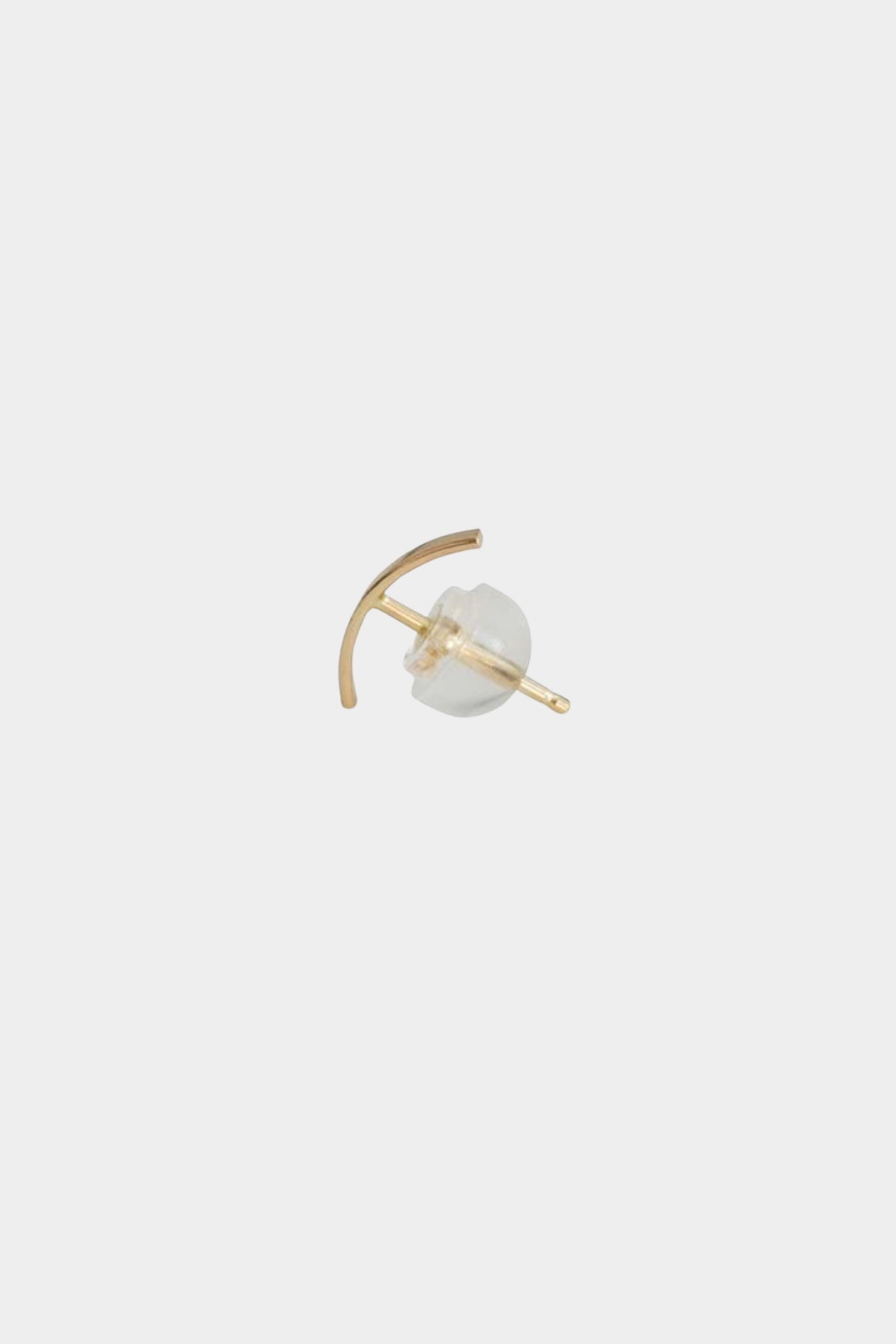 14K gold curved bar stud earring with secure post backing.