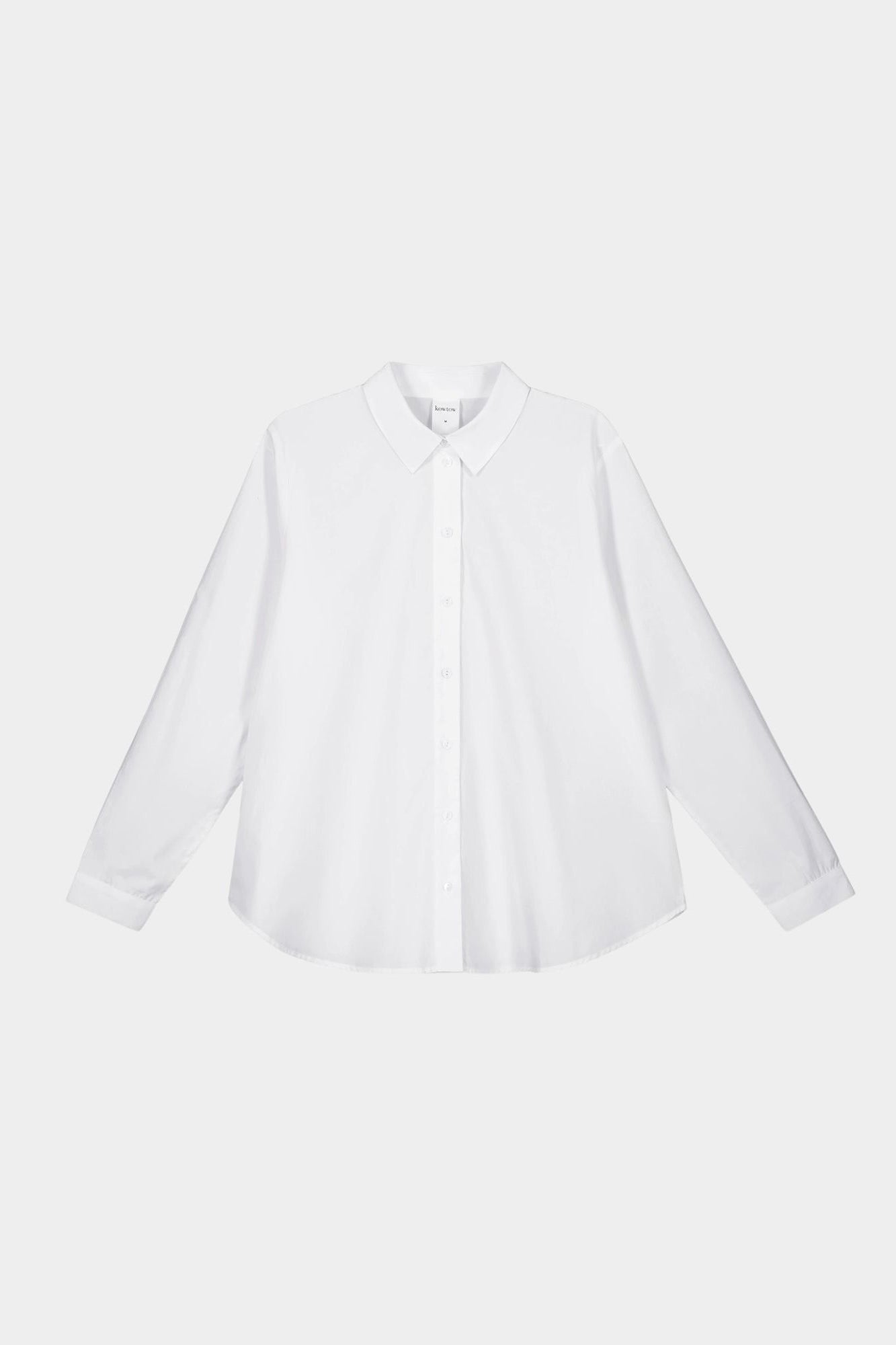 Kowtow Daily Shirt in white, flat lay front view