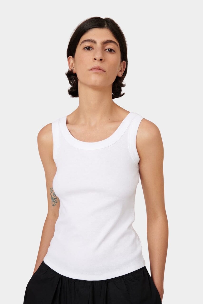 Kowtow - Everyday Singlet - White - Tank Top - YUCCA, Boutiques Denver, stylish tops for women, high quality casual tops.