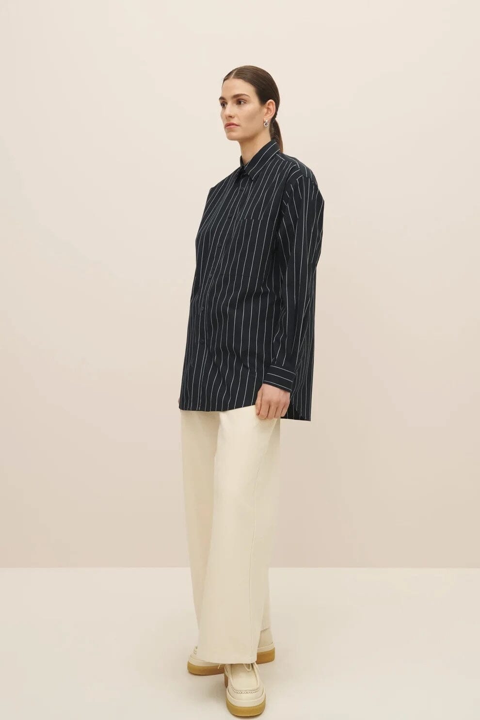 Kowtow | James Shirt In Navy Pinstripe - SHOP YUCCA Shirts & Tops KOWTOW - YUCCA 