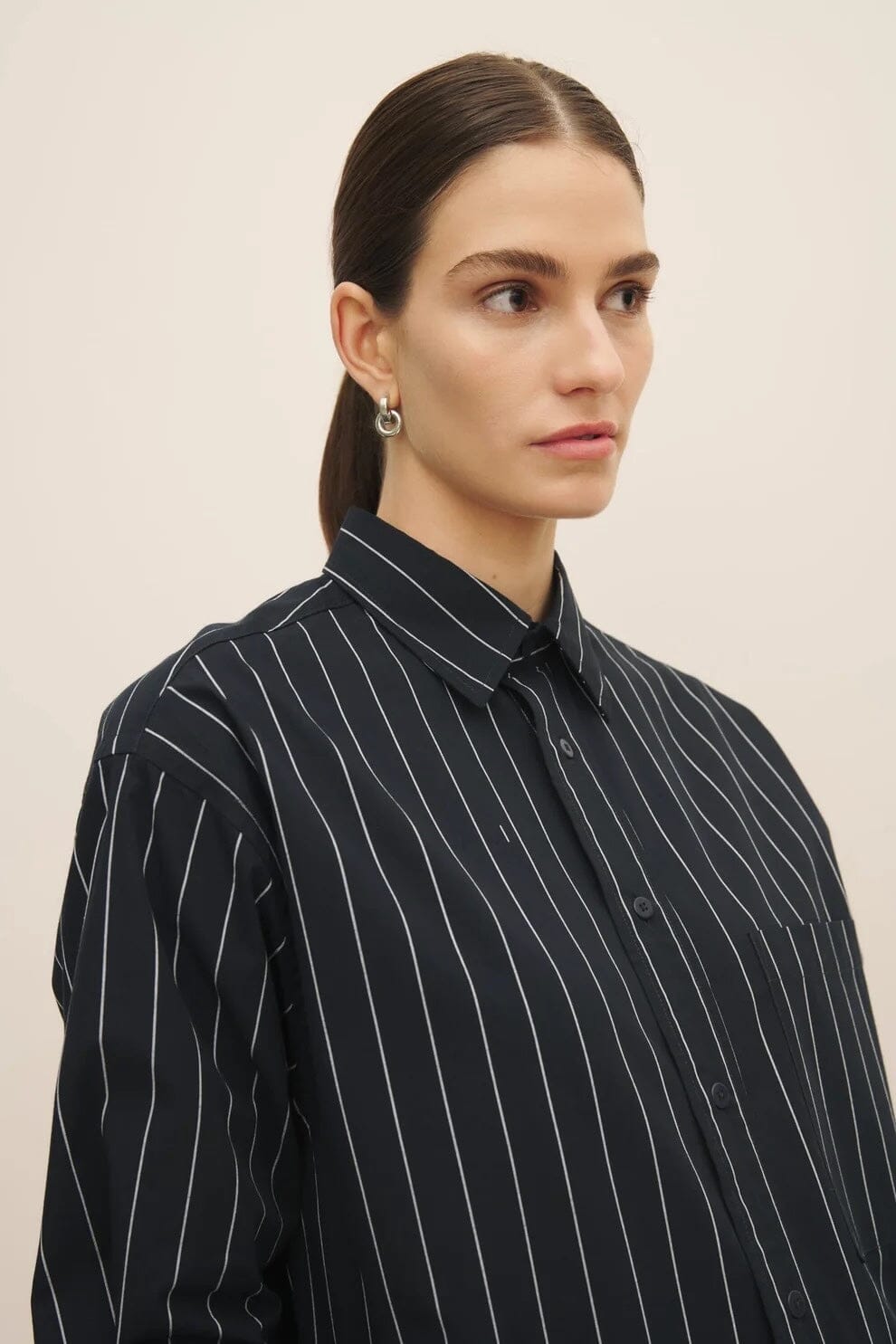 Kowtow | James Shirt In Navy Pinstripe - SHOP YUCCA Shirts & Tops KOWTOW - YUCCA 