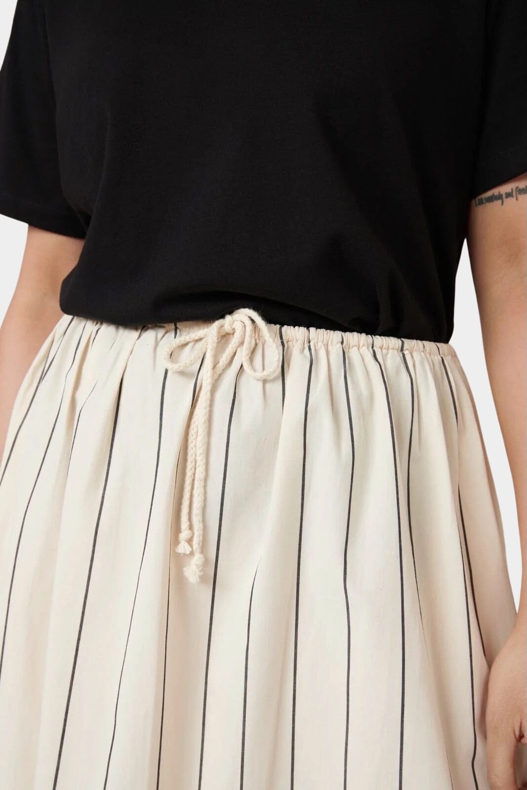 KOWTOW | Linear Skirt - Greige Pinstripe - YUCCA KOWTOW | Linear Skirt - Greige Pinstripe - YUCCA
