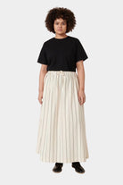 Kowtow | Linear Skirt in Greige Pinstripe - SHOP YUCCA Skirts KOWTOW - YUCCA 