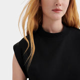 Kowtow Method Tank in black side detail showing sculpted shoulder and relaxed fit