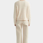 Kowtow patchwork jumper chalk back view mixed cable knit texture
