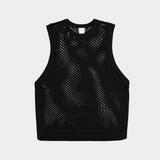kowtow pointelle vest black organic cotton open knit sleeveless sweater vest front view