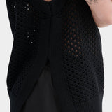 kowtow pointelle vest black organic cotton knit sleeveless sweater vest close texture detail