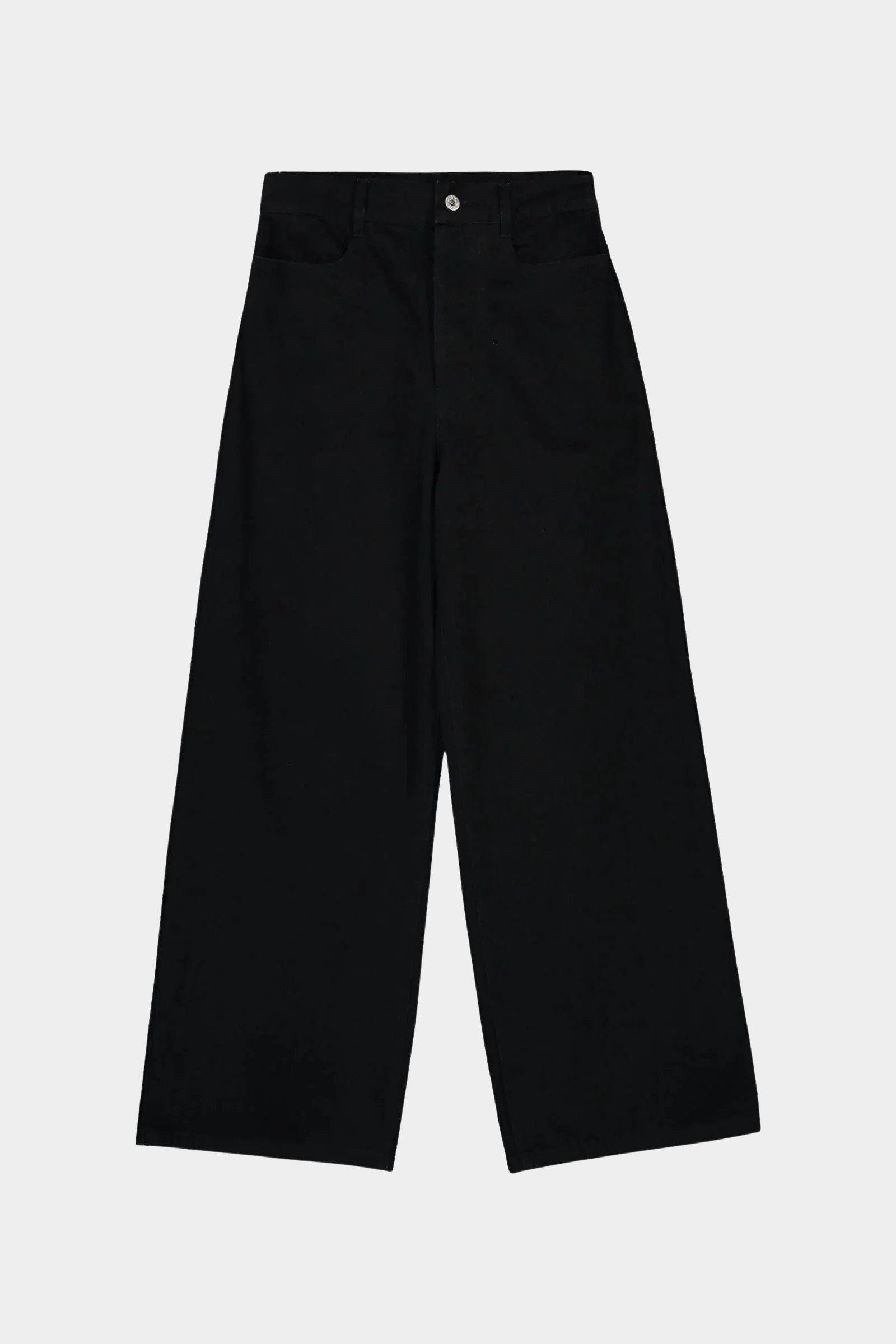 Kowtow Sailor Jeans in black, flat lay front view