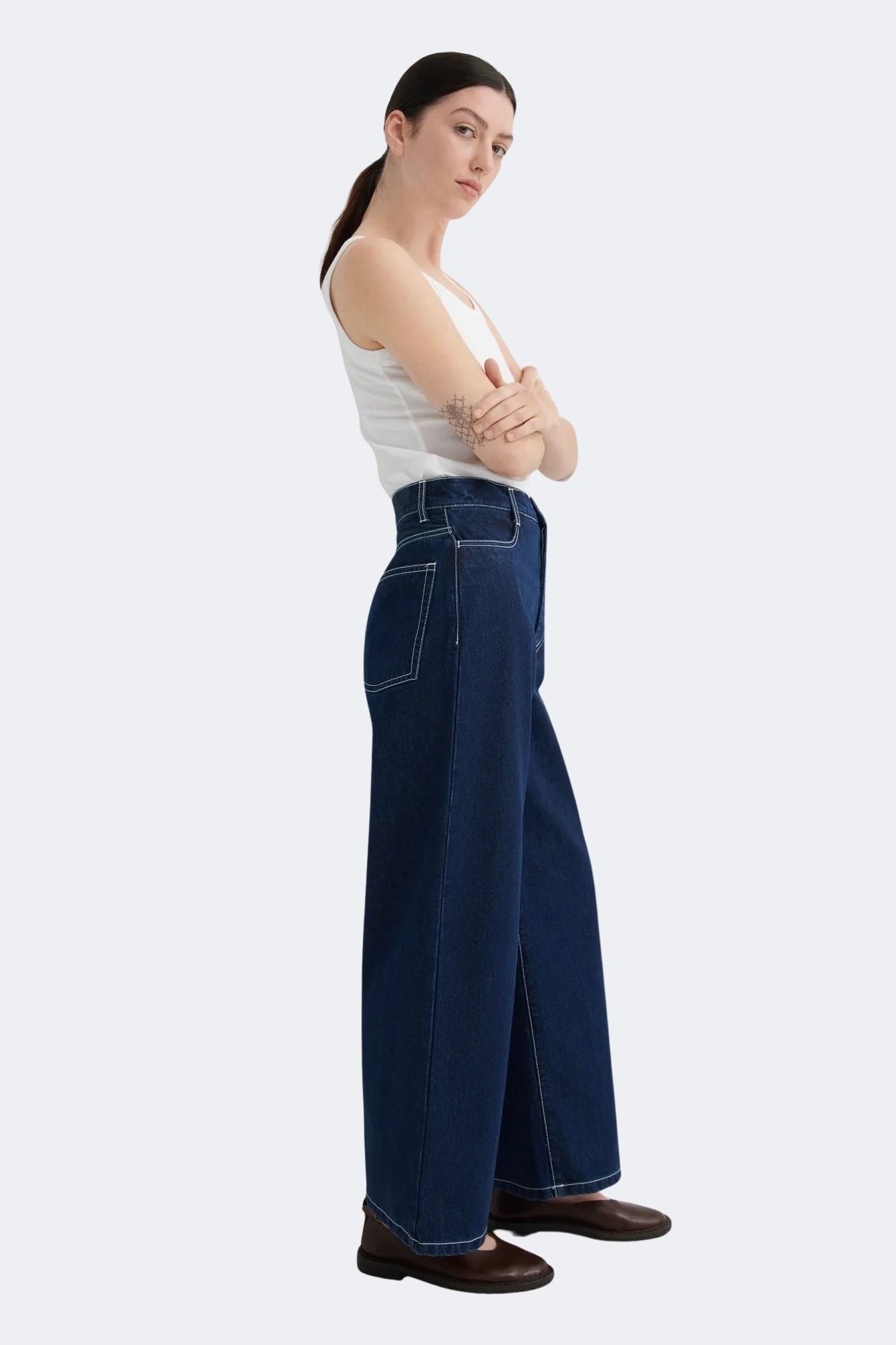 Kowtow - Sailor Jeans - Indigo Denim - Pants - YUCCA, boutiques Denver, high end denim jeans online, capsule wardrobe.