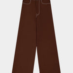 Kowtow Unity Jeans in brown denim, flat lay front view