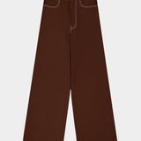 Kowtow Unity Jeans in brown denim, flat lay front view