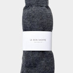 Le Bon Shoppe Mohair Veil Socks Charcoal folded with branded paper wrap at YUCCA Denver