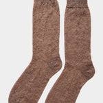 Le Bon Shoppe Mohair Veil Socks Mocha pair showing brushed knit and ribbed cuffs