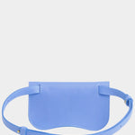 Lindquist Faba bag periwinkle leather back view with adjustable strap and buckle detail