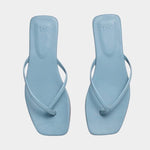 LOQ Salina sandal in ocean blue leather minimal thong sandal top view with square toe and slim straps