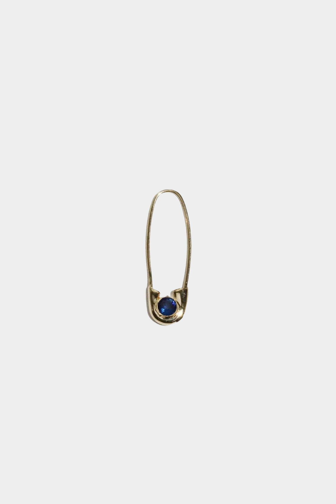 Loren Stewart Cirque Safety Pin Earring with blue sapphire at YUCCA Denver