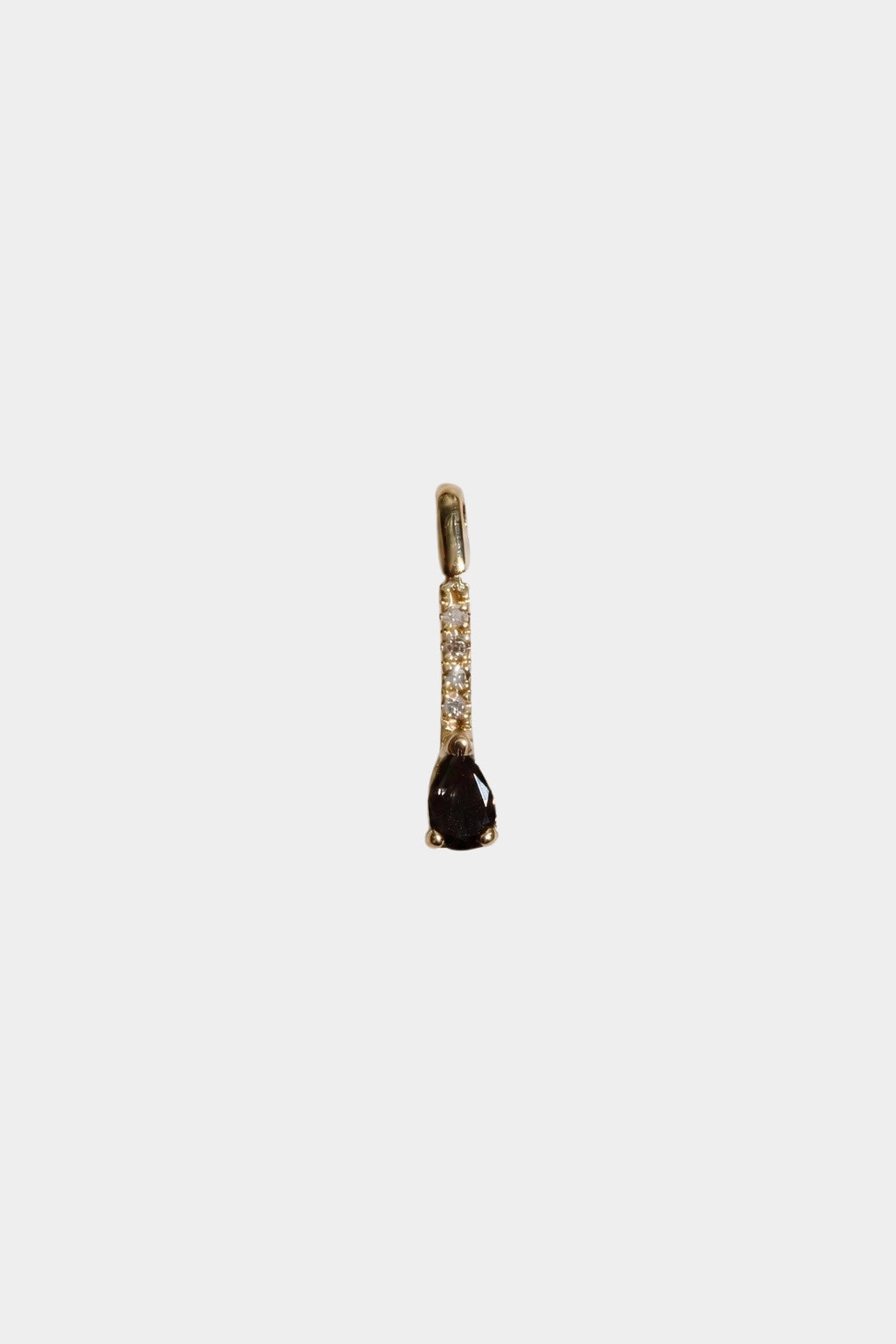 Loren Stewart Mini Gemstone Diamond Safety Pin Earring in 14k gold with black diamond at YUCCA Denver