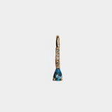 14K gold drop hoop earring with pear-shaped topaz and diamond accents.