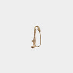 14K gold diamond and sapphire drop earring with polished finish.