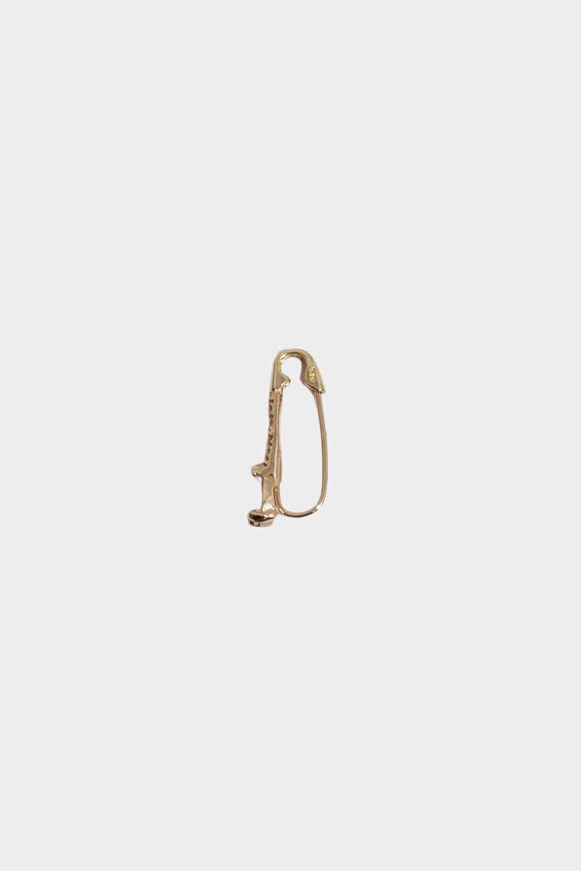 14K gold diamond and sapphire drop earring with polished finish.