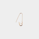 14K gold elongated hoop earring with secure hinged closure.